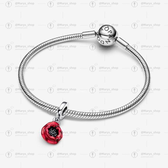 Pandora Red Flower Dangle Charm - Picture 3 of 5